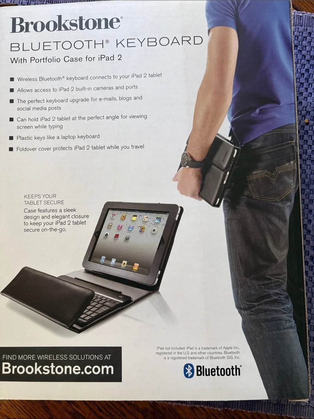 Brookstone Black Bluetooth Tablet Keyboard with Integrated Portfolio Case